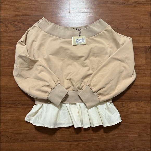 Twinset NWT Sweatshirt with poplin flounces size L - Picture 7 of 14